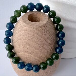 Green and Blue Jade Beaded Stretch Bracelet